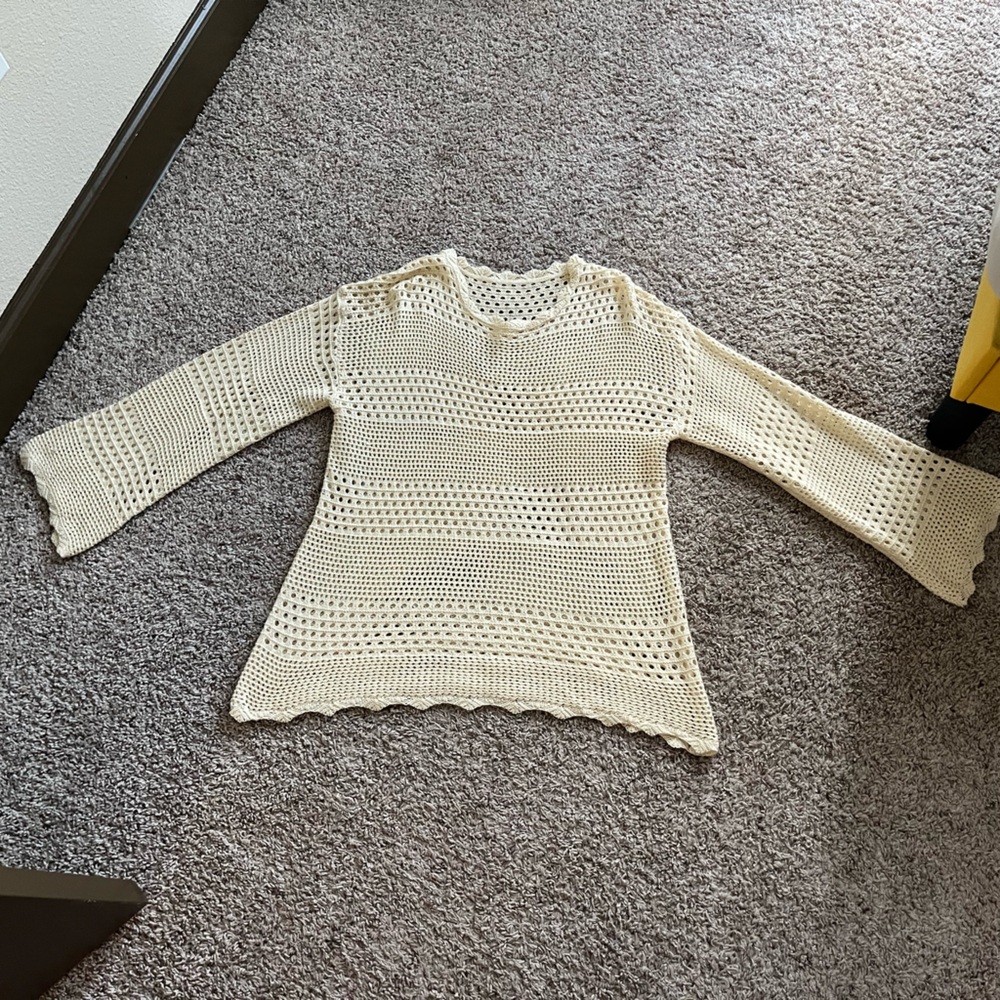 CupShe Yellow/Beige Swim Cover Up: Seaside Whispers Crocheted Dress Size Medium